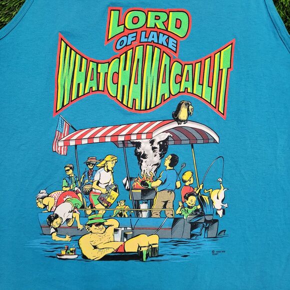 Vintage 1992 Funny Lake Tank-Top Medium 20x27 Blue - Picture 4 of 12